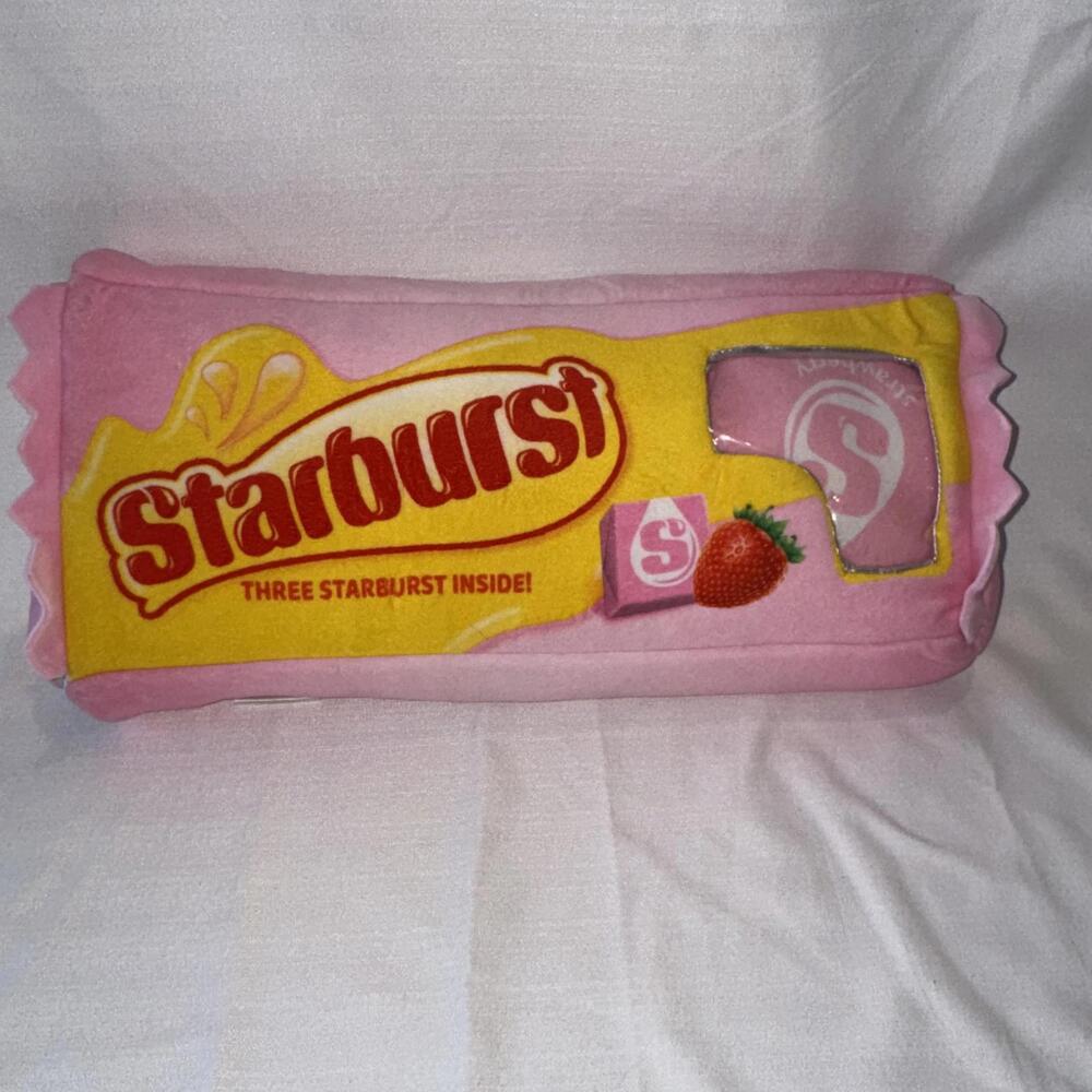 IT'SUGAR Starburst Pink Strawberry Plush Pillow with 3 Mini Candies Inside Candy